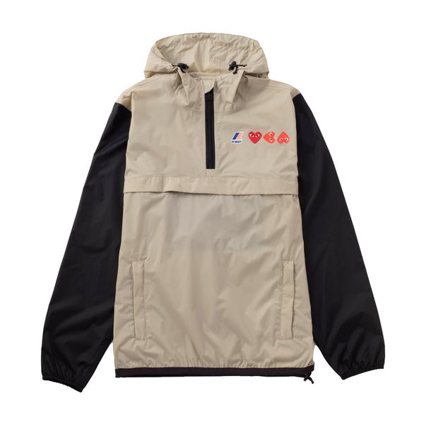 PLAY COMME des GARÇONS - K-WAY HALF ZIP - (BLACK/BEIGE)