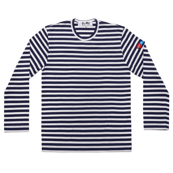 PLAY COMME des GARÇONS - INVADER STRIPED L/S T-SHIRT - (NAVY/WHITE)